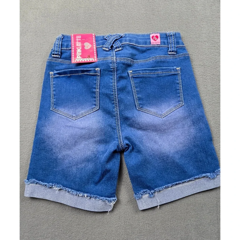 Pink Latte Girls Blue Denim Shorts Size 8 Medium‎ Wash Raw Hem GDS-20-89019B NWT